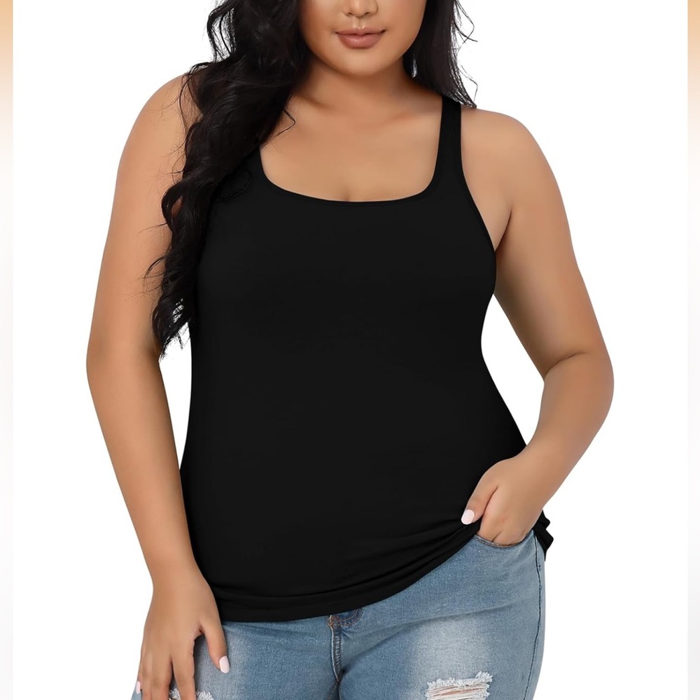 V FOR CITY Women Tank Top with Built-in Padded Bra Adjustable Wide Strap 3XL